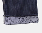 Jakan Flower Roll-up Wide Denim Pants