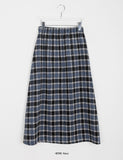 Milty banding hairy brushed check long skirt