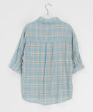 Toui Check Three Quarter Rolled-up Loose Fit Shirt