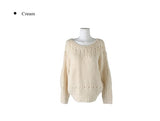 Pogo Openwork Loose Fit One-Shoulder Boat Neck Knit