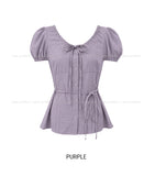 May Ribbon Pintuck Puff Blouse