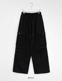 Checker Parachute Banding Wide Cargo Pants