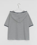 [BAONHAUS] Kolbakeu Stripe Color Matching Hood Short Sleeve Tee