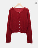 Fan-on Pendant Round Knit Crop Cardigan