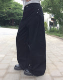Gran Pocket Cut Line Wide Long Cotton Pants