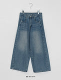 Kvenne Cut Denim Balloon Wide Pants