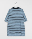 [BAONHAUS] AANS Stripe Rugby Collar Short Sleeve Tee
