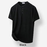 Nebi Shoulder Snap Henley Neck Short Sleeve T-shirt