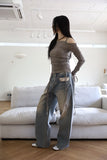 Washing wide cutting denim
