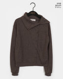 Inz diagonal button turtleneck collar cardigan