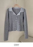 Antore Layered Collar Ribbed Cardigan Knit