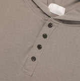 Mude Loose Fit Henley Neck Long Sleeve Hoodie