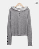 Elz Button Rib Hood Knit