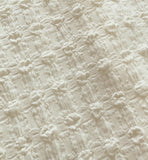 Ser Embossed Round Pearl Puff Blouse
