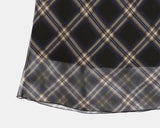 Atin Check Chiffon Lace Ribbon Midi Skirt