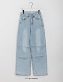 Length parachute washed denim pants