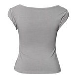 Asymmetrical Draped Roll-Up T-Shirt
