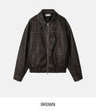 Pond cut washing two-way leather jacket
