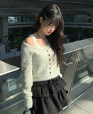 Kendi Angora Knit Sleeveless Cardigan