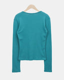 Ronil Punching Button U-Neck T-Shirt