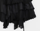 Shuha lace strap diagonal tiered skirt
