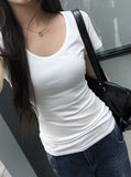 Boin Modal Slim U-Neck Slim Short Sleeve T-shirt
