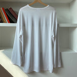 Loose-fit Silket U-Neck Long Sleeve T-shirt