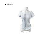 Beren Frill Lace Short Sleeve T Scarf Set