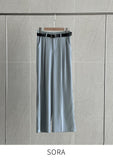 Pureine Pintuck Wide Slacks Pants (Belt set)