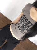 Kubu Ribbed Lettering Slim Short Sleeve T-Shirt