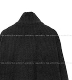 Balloon fit ribbed fleece zip-up