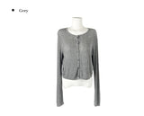 Lemin Summer Rib Round Loose Fit Long Sleeve Cardigan