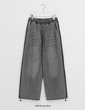 Paltas Line Washing Denim Wide Pants