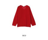 Bone linen V-neck knit