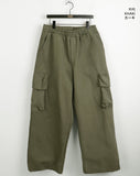 Ritun brushed cargo pocket banding cotton long wide pants