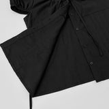 Balloon Soft Fit Ribbon Strap Short Sleeve Blouse