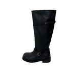 Obik Shirring Biker Buckle Long Boots