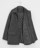 Flky Collar Quilted Half Coat