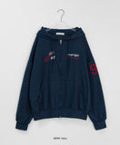 Cohidden Embroidery Printing Two-Way Over Hood Zip-Up