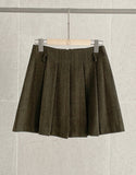Deluel Wool Check Pleats Mini Skirt Pants (Belt set)