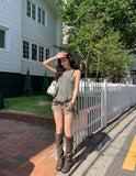 Pin Stripe Unbalance Button Sleeveless