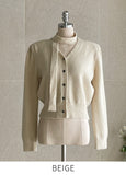 [Tie set] Lanti Heart V-Neck Knit Cardigan