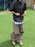 Two-way Open Cutting Nylon Wide Pants