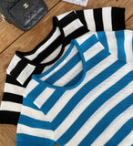 Heinley U-neck Stripe Short Sleeve Knit