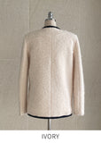 Snowing Color Matching Boucle Double Half Jacket