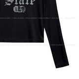 State Crack Lettering Button Long Sleeve