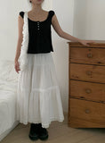 [Scrunchie set] Forming Button Flare Sleeveless Blouse
