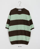 [unisex] Juta punching stripe over short sleeve knit