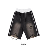 Banding Track Damage Bermuda Denim Pants
