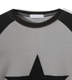 Applique star patch raglan long sleeves
